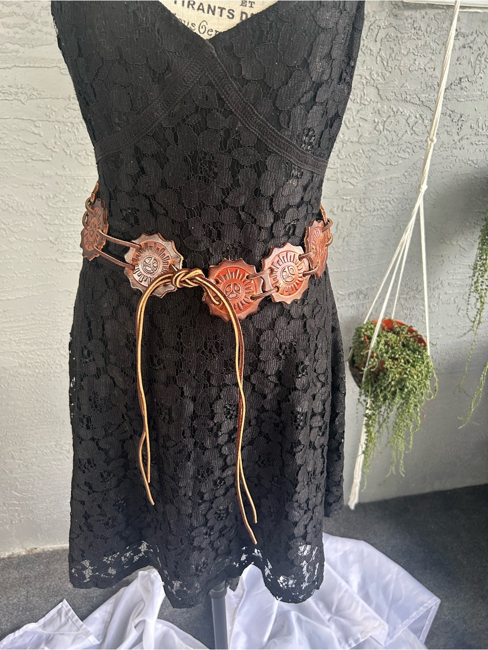 Source Unknown Brown bohemian, rodeo festival Rope Tie Belt